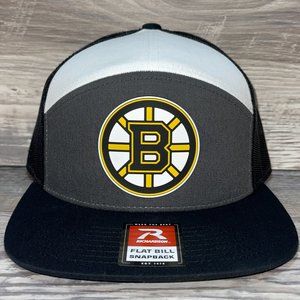 Boston Bruins 3D Snapback Seven-Panel Trucker Hat- Charcoal/ White/ Black